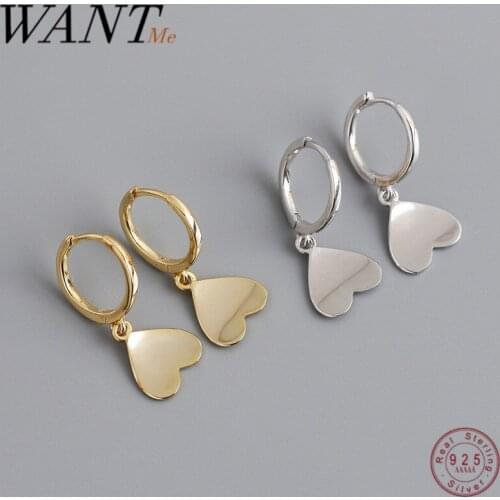 WANTME Minimalist Glossy Love Heart Tassel Stud Earrings for Fashion Women Genuine 100% 925 Sterling Silver Bohemia Jewelry 2020