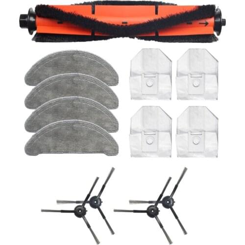 HOT！-for Xiaomi RoidMi EVE Plus Sweeper Parts Side Brush Kit Main Brush Dust Bag Mop Rag Vacuum Cleaner Accessories