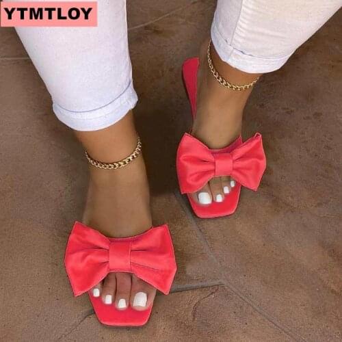 Ladies Sandals Bowknot Summer Sandals Slippers Ladies Summer Beach Indoor Outdoor Shoes Women Fashion Floral Shoes 36-43