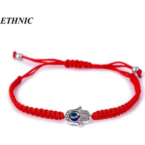 Retro Hamsa Hand Blue Turkish Eye Charm Braided Bracelet For Women Men Adjustable Red Thread Rope Bracelets