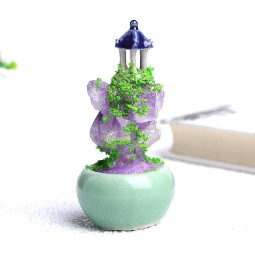 1PC Natural Crystal Mineral Ornaments Amethyst Make Rockery Reiki Home Decor Purple Lucky Healing Stone Pavilion Decorate Craft