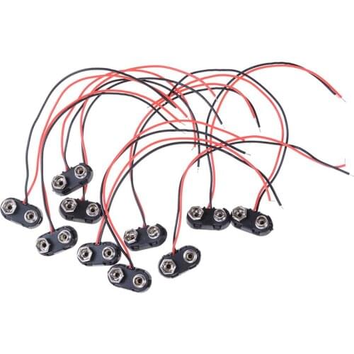 10 Pieces 15cm T Type 9V Battery Snap Connector Clip Lead Wires Holder Long Wire Lead Wholesale