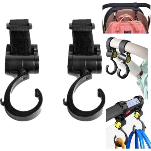 2pcs Multi Purpose Baby Stroller Hook Pushchair 360 Swivel Hanger Hooks Carriage Storage Bag Baby Carriage Stroller Accessories