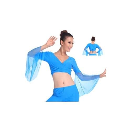 2018 Hot popular sexy women chiffon lake blue belly dance tops dancing costume dress on sale