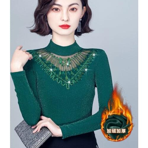 Women 2021 Autumn Winter New Fashion Blouses Shirts Lady Casual Long Sleeve Embroidery Flower Lace Blusas Female Warm Tops X193