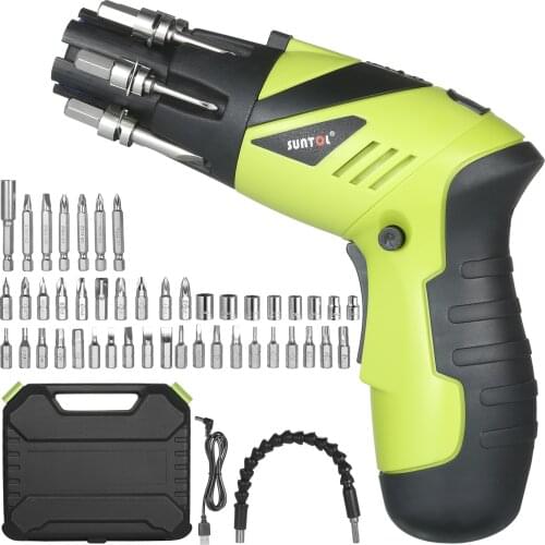 3.6V Rechargeable Cordless Screwdriver Kit 1/4 Inch Drive 6N.m Power Screwdriver Set with Extension Screwdriver Bits LED Light