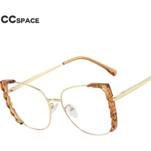 48309 Anti Blue Light Cat Eye Metal Optical Glasses Frames Crystal Cut Women Fashion Computer Eyeglasses