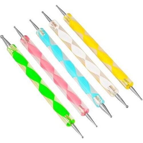 5pcs/lot Nail Dotting Pen 2 way Marbleizing Manicure Nail Care Supplies,Nail Art Rhinestone Dotting Tools