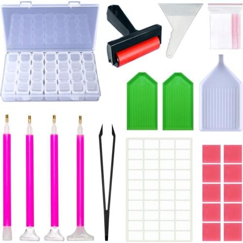 5D Diamond Painting Accessories Storage Box Sticker Glue Clay Roller 100pcs 6x9cm Opp Bags Moasic Embroidery Tools