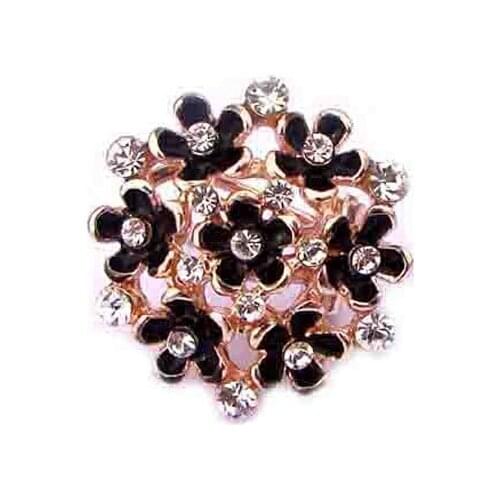 New crystals gold metal enamel blossom floral charm 25mm diameter cosume shank button ornament jewelry accessory 30pcs x