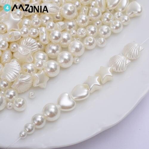 DIY 4-10mm Imitation Pearl Beads Shells Star Heart Shape Beads Round Beaded For Jewelry Making Necklace Bracelet DIY Accessories