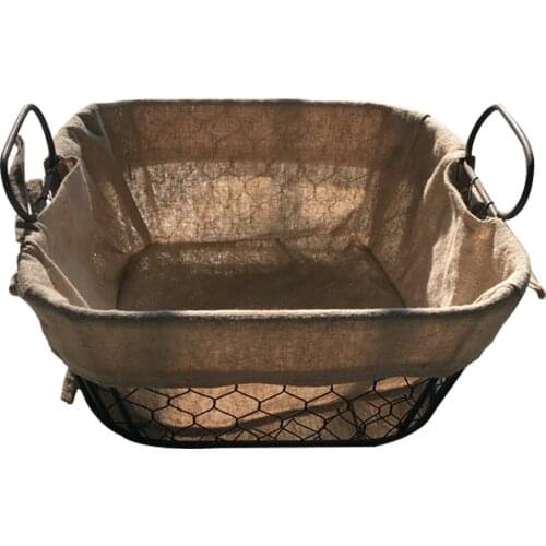 Home Office Detachable Cloth Bread Container Desktop Iron Art Industrial Style With Handle Kitchen Organizer Storage Basket