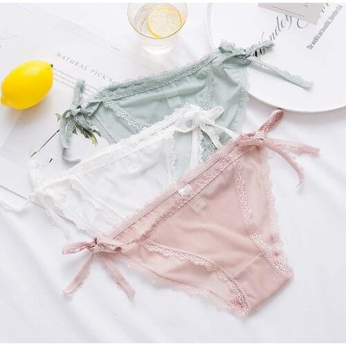 Breathable Sexy Bandage Lace Temptation Lingerie Low-waist Underpant Female Transparent Mesh Briefs Women Underwear