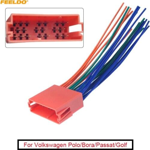 FEELDO 1PC Car Stereo Audio 20Pin Male Plug Wire Harness Adapter For Volkswagen Polo/Bora/Passat/Golf/Santana Skoda