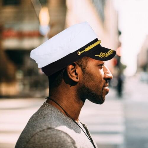 Adult Captain Hat Military Hats Boat Skipper Ship Sailor Costume Hat adjustable Cap Navy Marine
