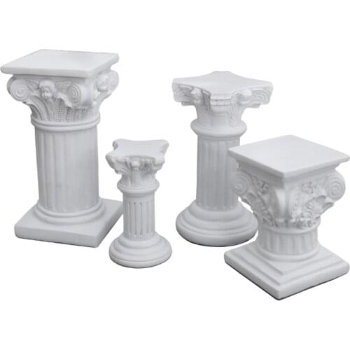 Creative Miniature Roman Pillar Statue Resin Pedestal Candlestick Stand Figurine Sculpture Table Indoor Kitchen Layout Decor