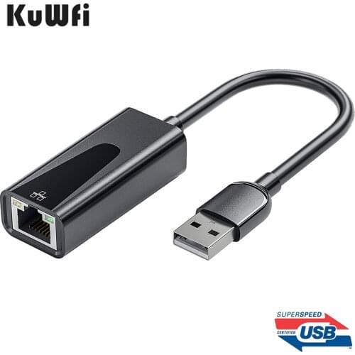 KuWFi USB Ethernet Wired Adapter Mini USB-C Ethernet Cable Type-c USB 2.0 to RJ45 Network Card Adaopter for Win10/8/7