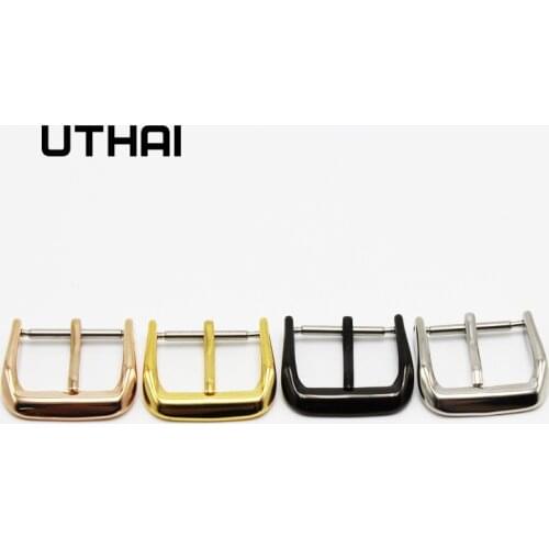 UTHAI T03 Metal Watch Buckle 18-26mm Men Watchband Strap Silver Black Brushed 316L Stainless Steel Clasp Accessories