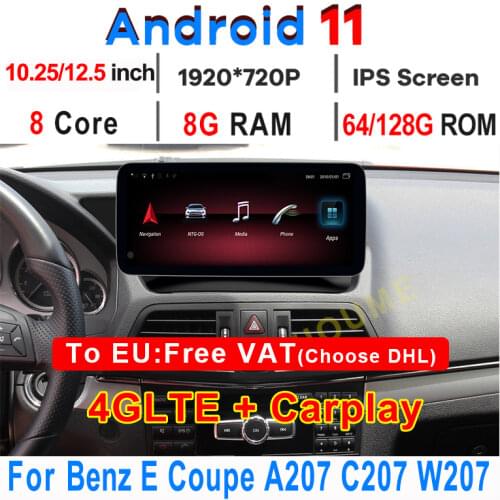 10.25" Andriod 10 8G+64G Car Radio GPS Navigation Multimedia Player for Mercedes Benz E Coupe C207 E207 2009-2016 with 4G