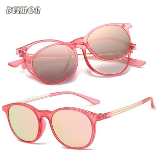 Belmon Spectacle Frame Men Women With Polarized Clip On Sunglasses Magnetic Glasses Male Driving Prescription Optical RS494