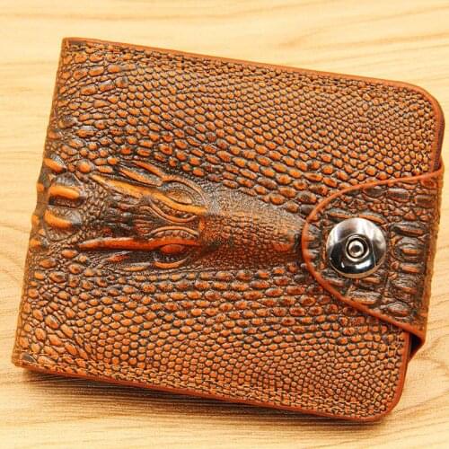 Mens Wallet Leather Genuine Short Purse Billetera Hombre Men Wallets Vintage Style Cartera Hombre Crocodile
