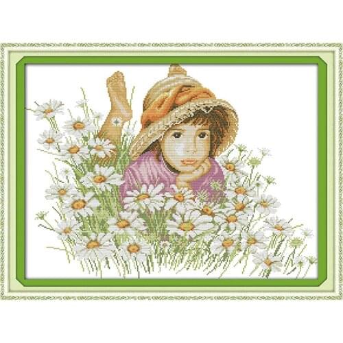Joy Sunday Childrens Room Decoration Pattern Cross Stitch Set 14CT DMC Printed on Canvas Cross Stitch Kit Home Decoration Gift