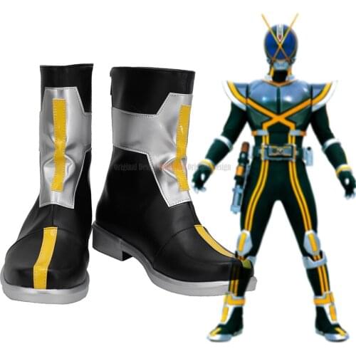Kamen Rider Kaixa Cosplay Boots Masked Rider Kaixa Leather Shoes Cosplay Custom Made Any Size