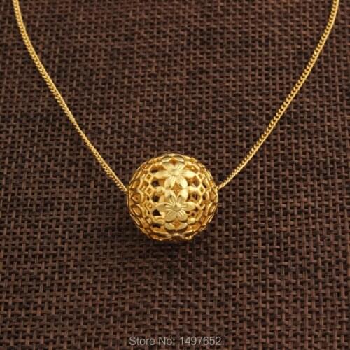 Newest Gold DIY Beads Ethiopian Jewelry Gold Color Round Flower Pendant Necklaces Women & Men Unisex Gifts