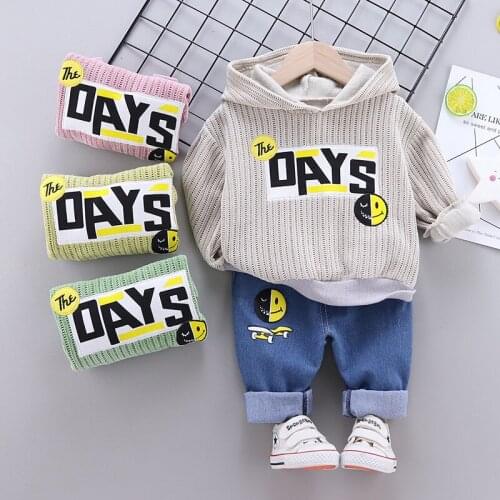 New boys cartoon clothing set boys' hooded casual wear hot boys' clothing set boys' letter T-shirt + pants 012345