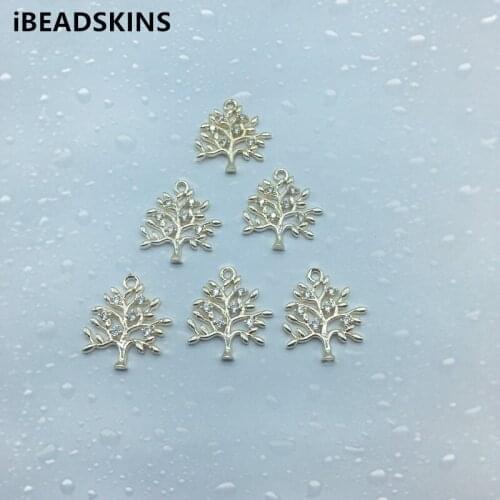 New arrival! 20x18mm 50pcs Copper/Cubic zirconia Tree charm for Necklace DIY /Earrings parts,hand Made Earrings Jewelry DIY