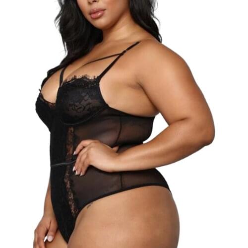 Lace Embossed Women Leotard Solid Color Sexy Lace Yarn Sexy Female Lingerie One-Piece Fashion Vintage Fashion Ladies Underwear