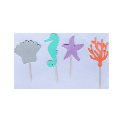 Beach sea life Silhouette Cupcake Toppers Party Picks baby shower wedding birthday toothpicks free shipping
