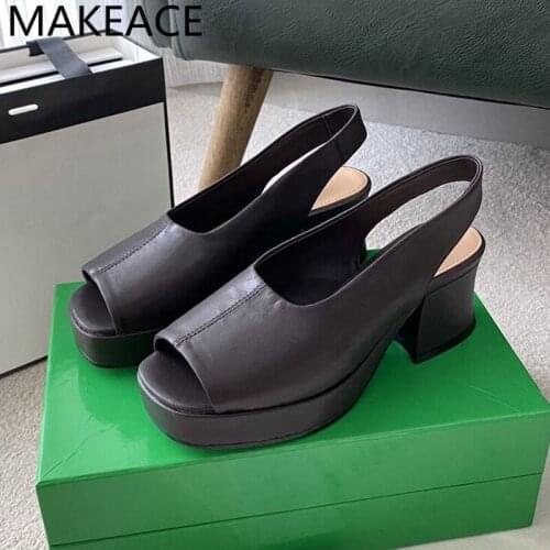 Platform Sandals Women Peep Toe Thick Sole Chunky Heels Slingbacks Ladies Summer Runway Shoes Woman High Heel Sandals Woman 2021