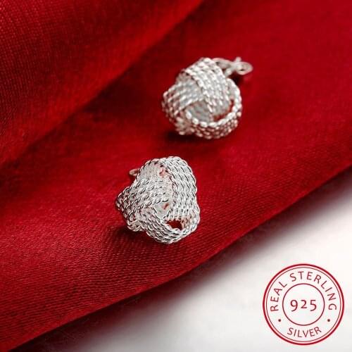 New Trendy Earrings 100% Real 925 Silver Elegant Soft Winding Stud Earrings for Women