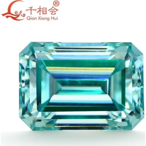 Blue color retangle shape em erald cut shape Sic material Moissanites loose stone