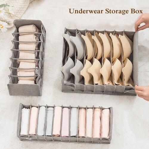 Foldable Underwear Storage Box 7/11 Grids Compartment Underpants Bra Organizer Drawer Dormitory Closet Organizer Wardrobe Tidy