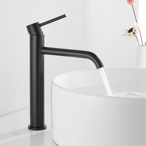 High Bathroom Basin Faucet Black/Brushed/White Taps Wash Hand Face Single Lever Mixer Washbasin Faucets with Hose HOTBEST