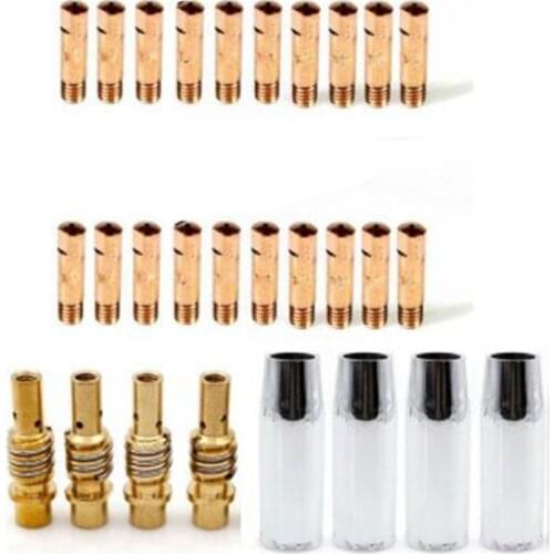 28Pcs MB15 MIG Welding Torch Consumables Holder Conical Gas Nozzle Contact Tips