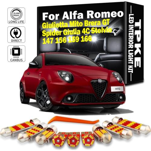 For Alfa Romeo Giulietta Mito Brera GT Spider Giulia 4C Stelvio 147 156 159 166 Vehicle LED Interior Light Kit Canbus