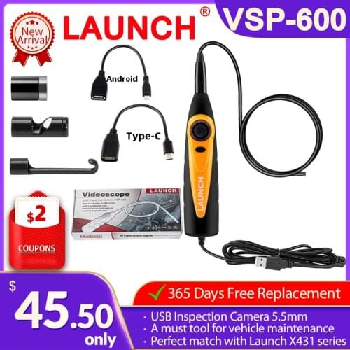Launch Videoscope X431 USB Endoscope Camera Flexible VSP-600 5.5MM Micro Borescope Mini Industrial 6LEDs Adjustable