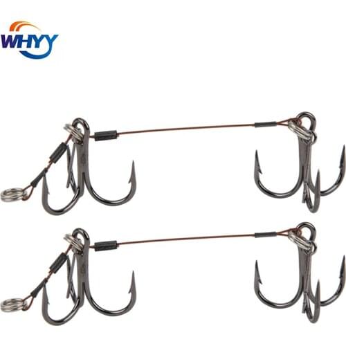 2 Pcs Fishing Hook Lure Bait Double Carbon Steel Sharpened Hook for Fishing Accessoreis Sea Fishing Lock Needle Fishing Hook
