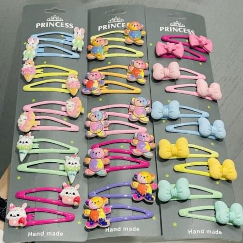 1Set Girls Cute Cartoon Animal Bear Bow-knot Hairpins Children Sweet Hair Clip Barrettes Headband Kids Fashion Hair Accessories