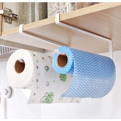 Iron Metal Kitchen Tissue Holder Hanging Toilet Roll Paper Holder Towel Rack Kitchen Bathroom Cabinet Door Hook Holder Organizer