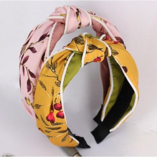 2018 Spring Floral Printed Fabric Top Knot Headband for women Korean Hair Accessories New Satin Hairbands