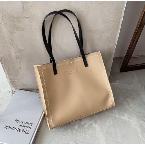 Womens Bag Large Capacity Bag New Fashion Trend 2021 Popular Single Shoulder Bag Tote Bag Portable Shopping Bag Beige