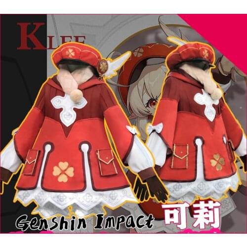 Genshin Impact Klee Keli Lolita Dress Lovely Uniform Cosplay Costume Halloween Suit For Women Outfit New 2020