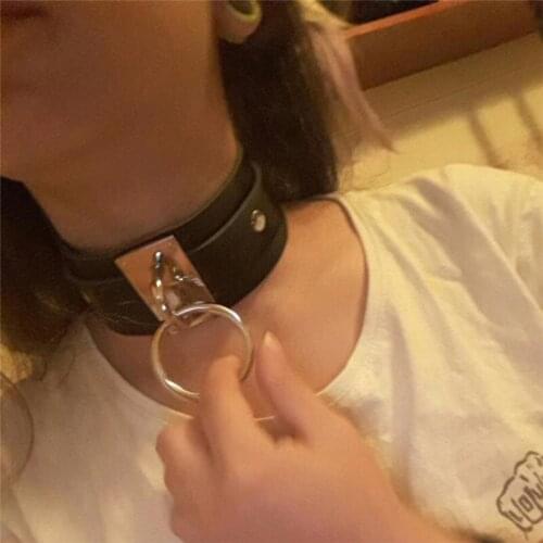 Punk Metal Tassel Pendant Red PU Leather Choker Collar Sexy Spiked Neck Strap Clavic for Women Rivet Spike Punk Collar Chain Cha