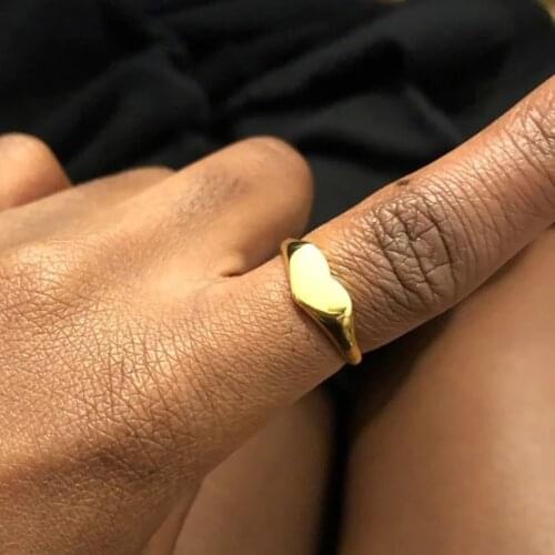 V Attract Adjustable Heart Ring for Women Indian Jewelry 2018 Gold Color Fahsion Simple Knuckle Bague Femme Anniversary Gift