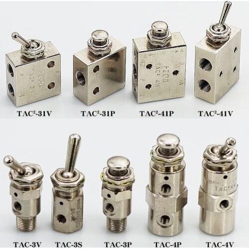 1 PC TAC2-41V/41P/31V/31P/3V/3S/4VMetal Push Button Switch Mechanical Valve Fittings Pneumatic twist switch valve