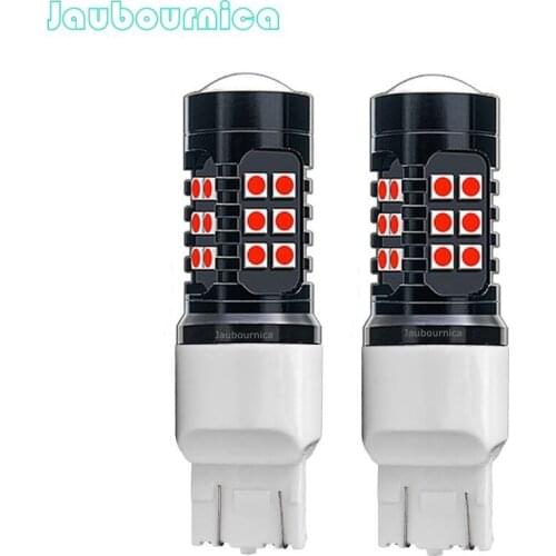 2Pcs T20 7443 W21/5W 1500LM 27 SMD 3030 LED Auto Turn Signal Lamp Tail Brake Bulb Car Daytime Running Light White Red Yellow